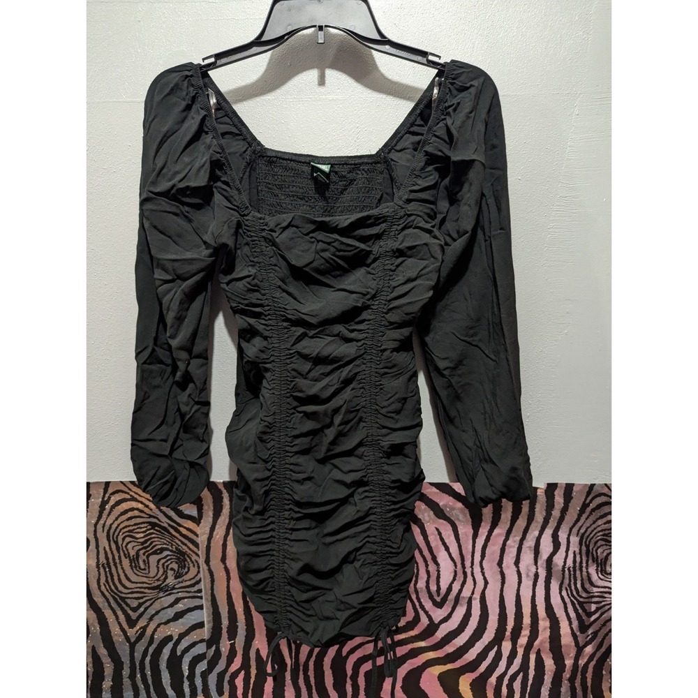 Wild Fable‎ S black mini dress drawstring ties at bottom elastic back